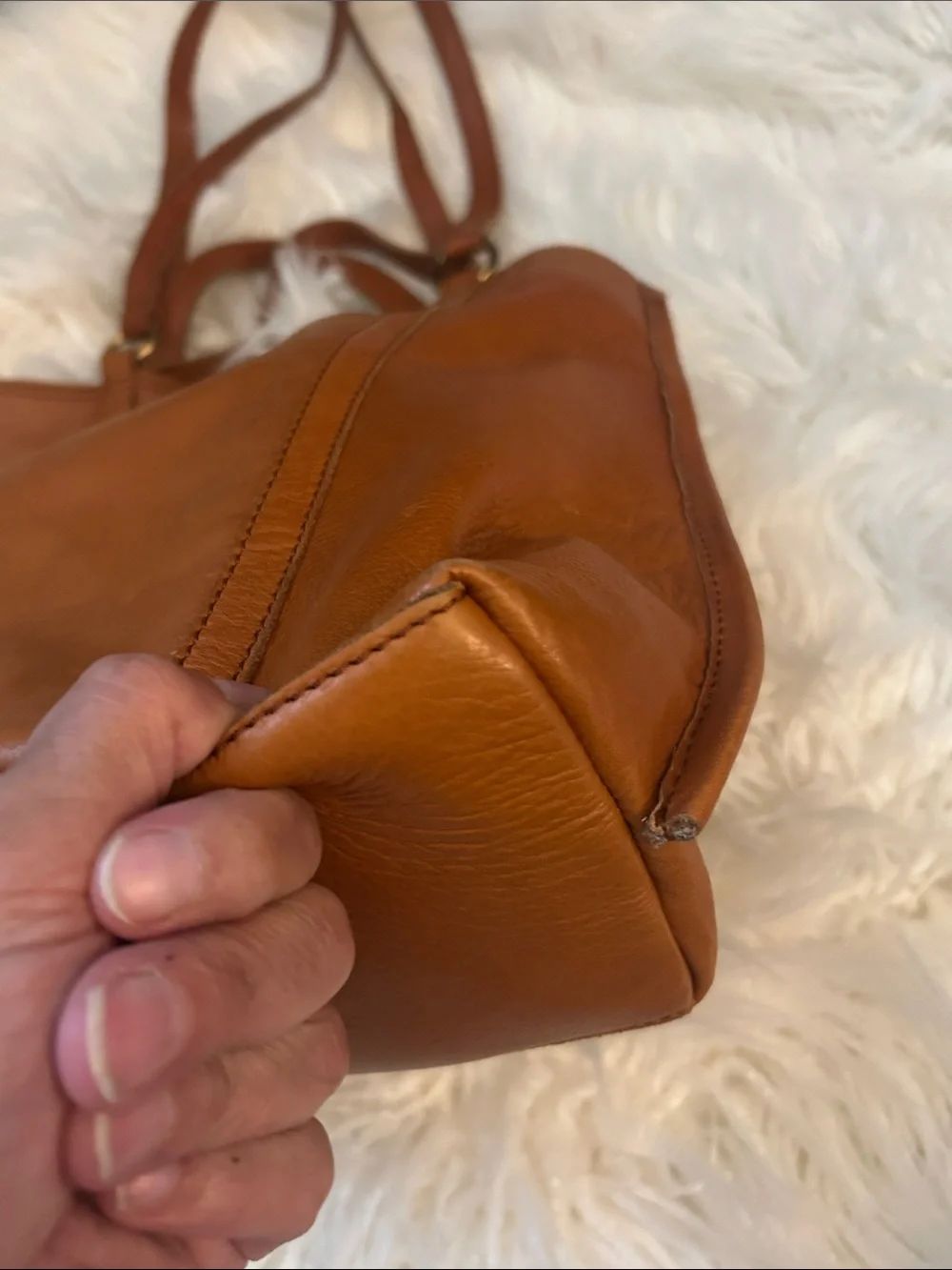 Margot New York leather Tote Bag in Cognac Brown